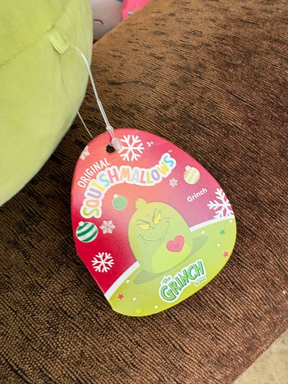 Original Squishmallows The Grinch Plush Tag - Green